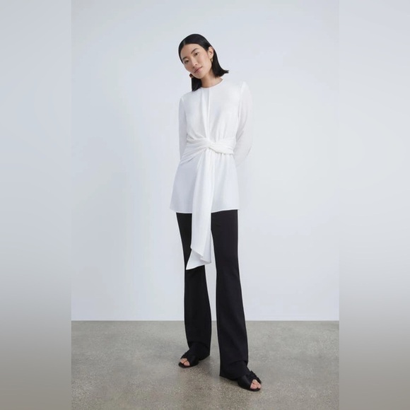 Lafayette 148 New York Long-Sleeve draped Blouse - Picture 2 of 10